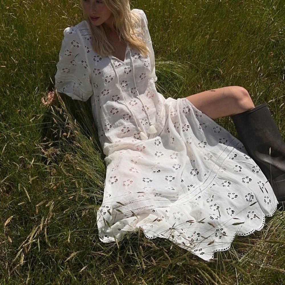 Spell Love Note Broderie Gown Dress Star White - Picture 8 of 16